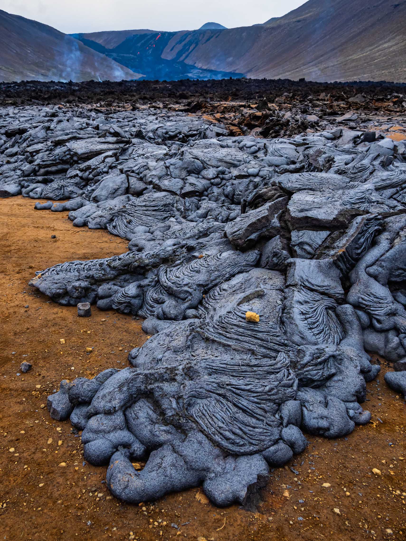 Oozing black lava in Iceland